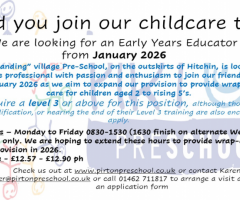Pirton Pre-School are recruiting for an Early Years Educator